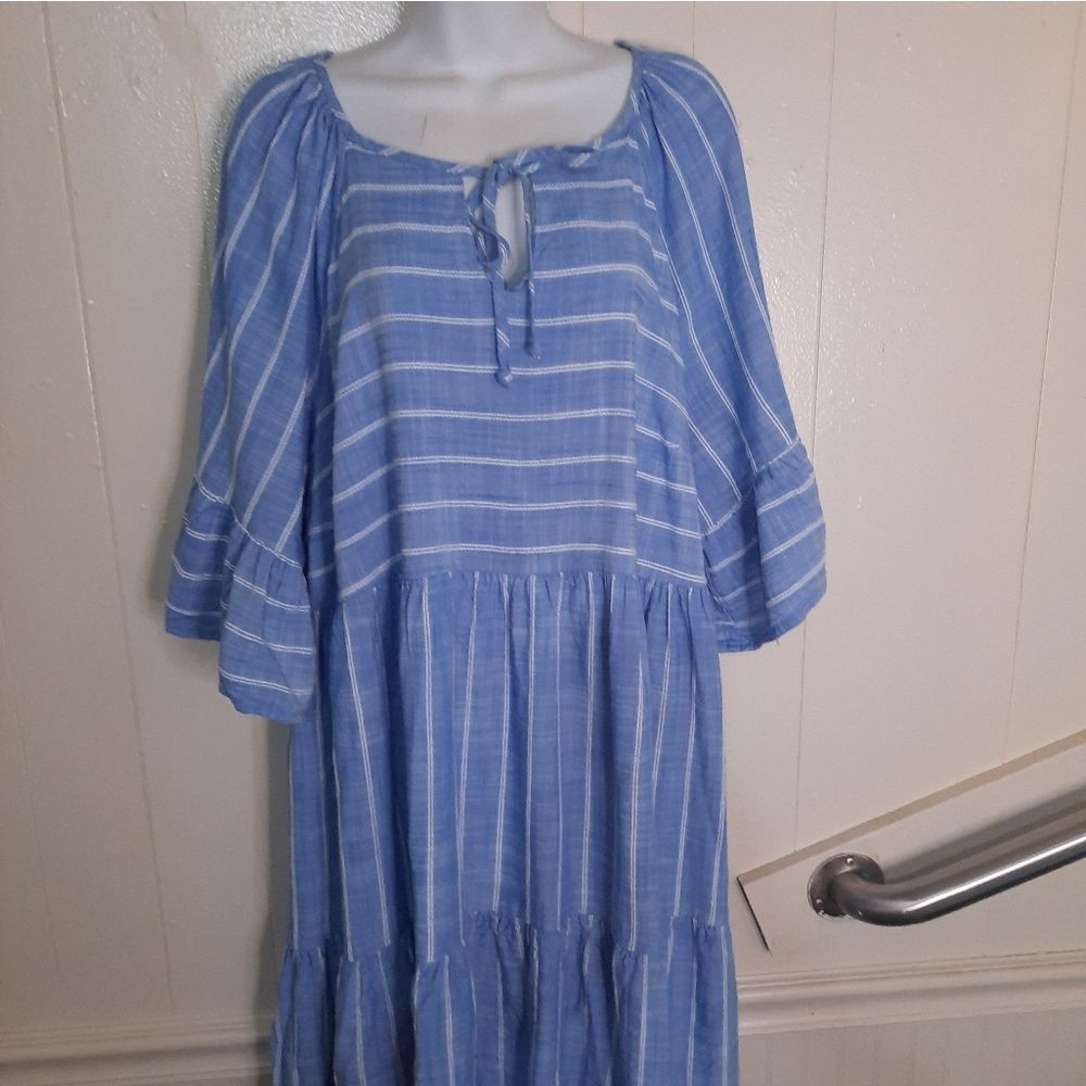 Signature by Robbie Bee blue striped dress - Picture 2 of 6